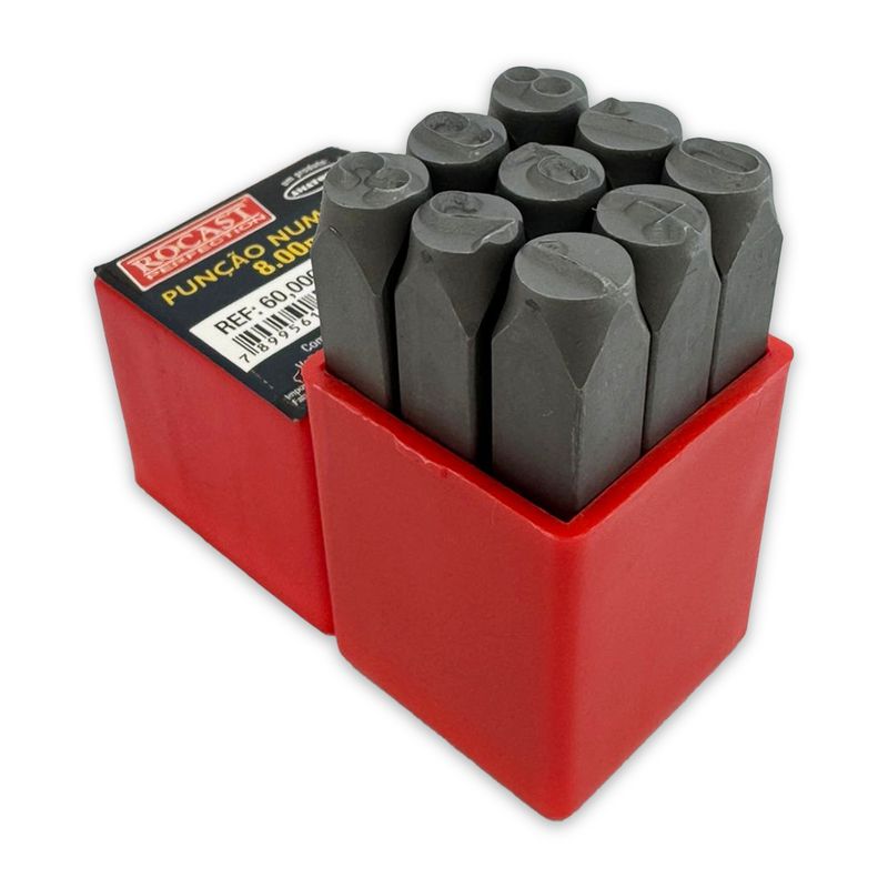 Jogo de Punção Numérico 8,00mm - 9 Peças (60,0008) - Rocast