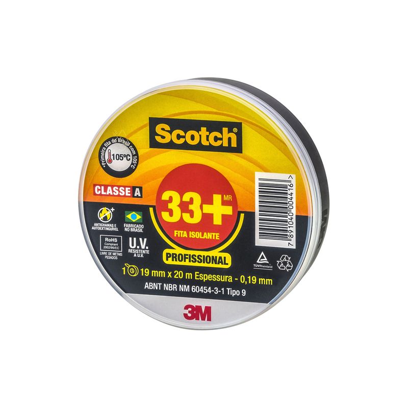 Fita Isolante 33+ Preta 19 mm x 20 m - 3M