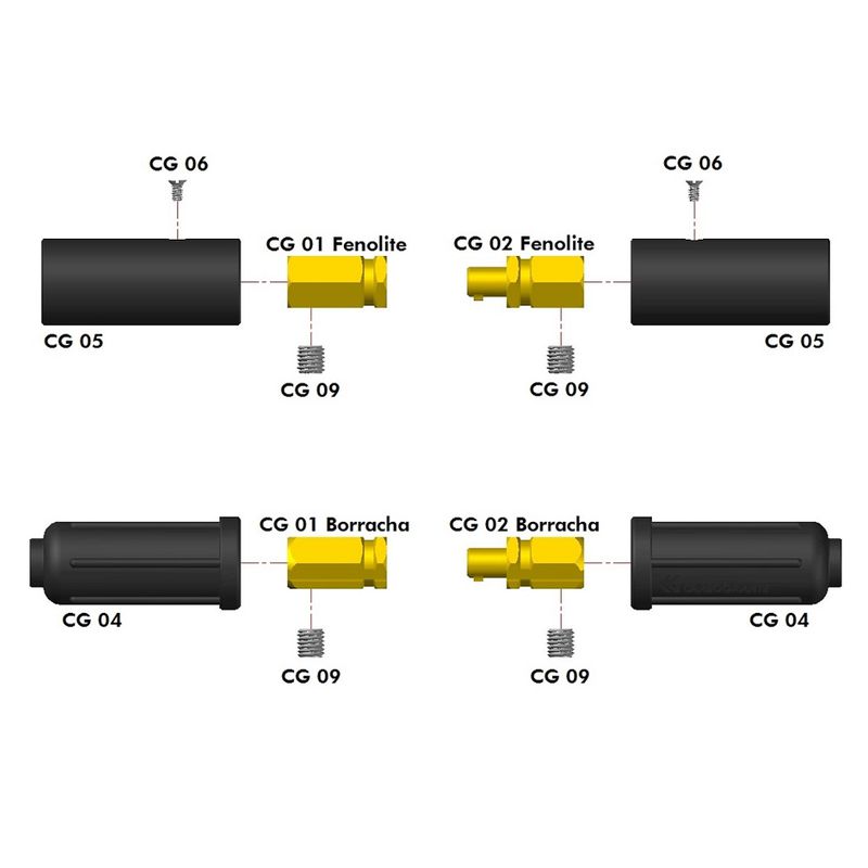 Conector com Capa de Borracha 500A CG 500 - 012271012 - Carbografite