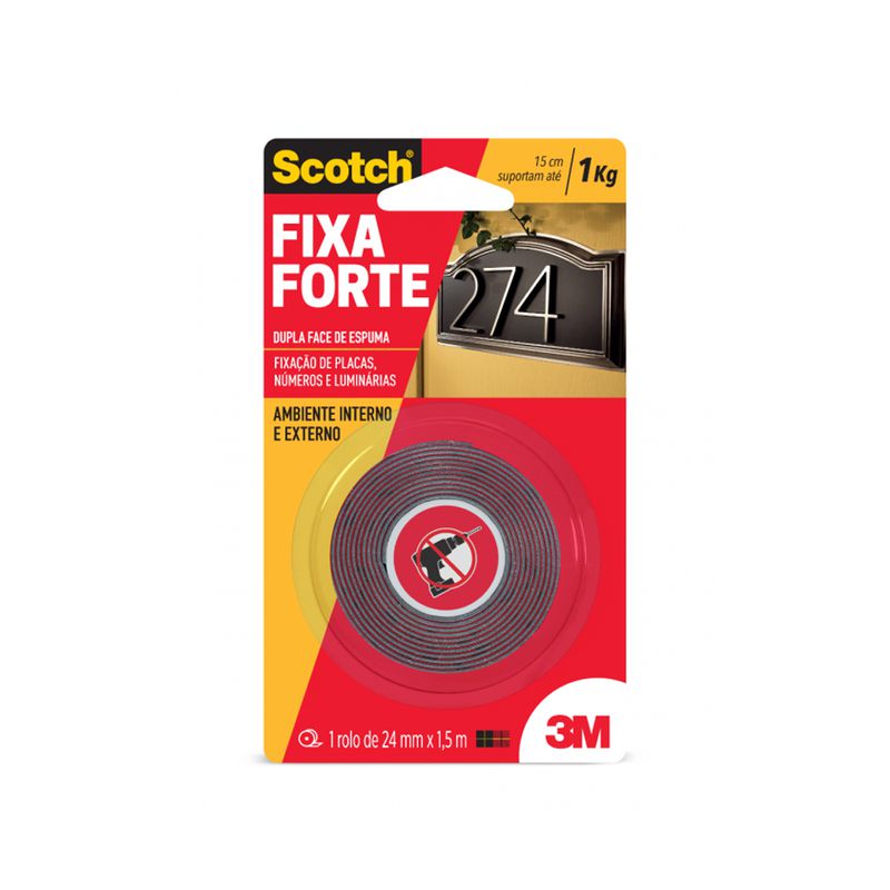Fita Dupla Face Fixa Forte Áreas Externas 24mm x 1,5 m - 3M