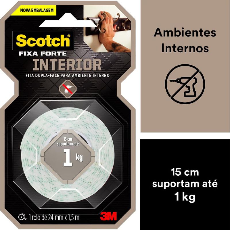 Fita Dupla Face Scotch Fixa Forte Espuma 24mm x 1,5m (HB004613186) - 3M