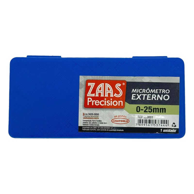 Micrômetro Analógico Externo em Ferro Fundido de 0 á 25mm (2,0001) - Zaas