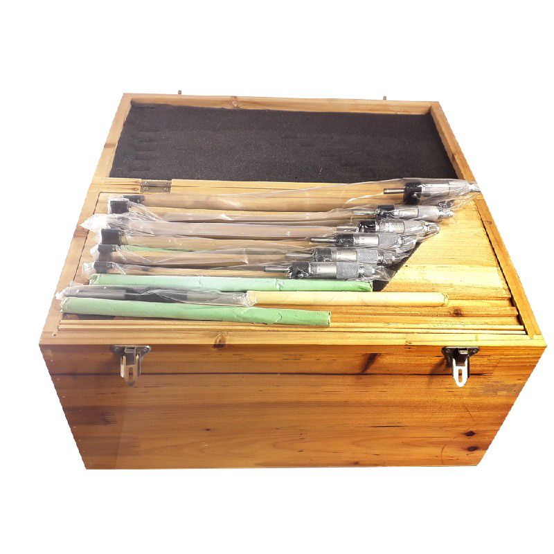 Jogo com 6 Micrômetros Externos Analógicos Arco Ferro 150 a 300mm 2,0011 ZAAS