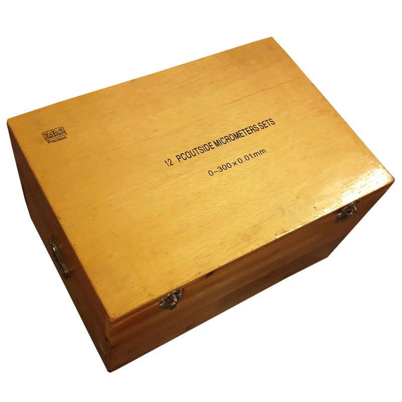 Jogo com 12 Micrômetros Externos Analógicos Arco Ferro 0 a 300mm 2,0012 ZAAS
