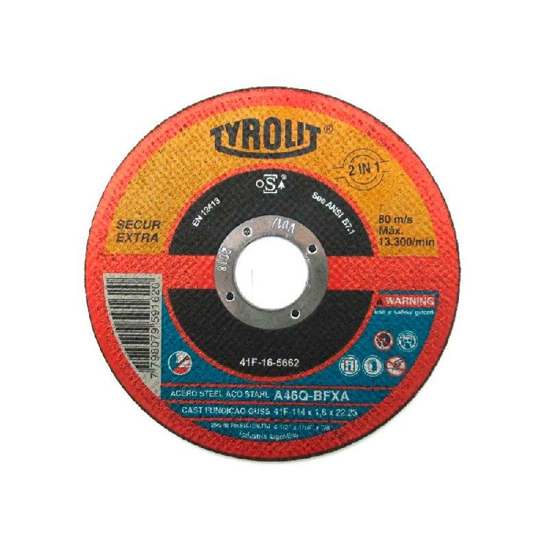 Disco de Corte Deep Cut 4.1/2" x 1.6 x 7/8" - A46Q-BFXA - 557558 - TYROLIT