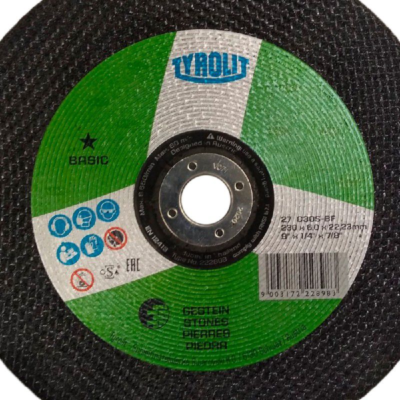 Disco de Desbaste Refratário 9" x 1/4" x 7/8" - Basic - C30S-BF - 222898 - TYROLIT