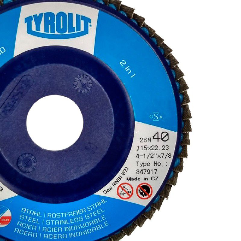 Disco de Lixa Flap Plano 115mm Grana 40 - Standard 28N - 847917 - TYROLIT