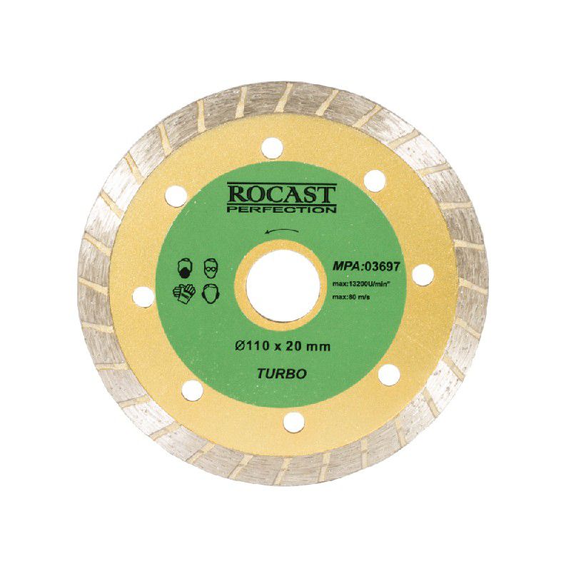 Disco Diamantado Turbo Corte Seco Uso Geral 110 X 20mm 34,0001 ROCAST
