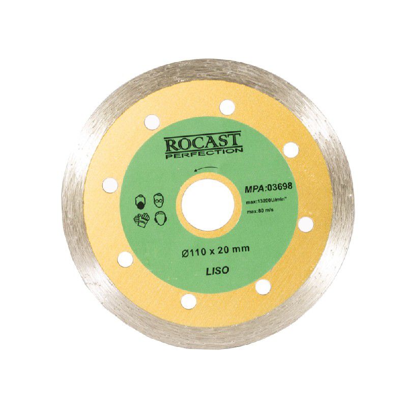 Disco Diamantado Liso Corte Seco Uso Cerâmico Esmaltado 110x20mm 34,0003 ROCAST