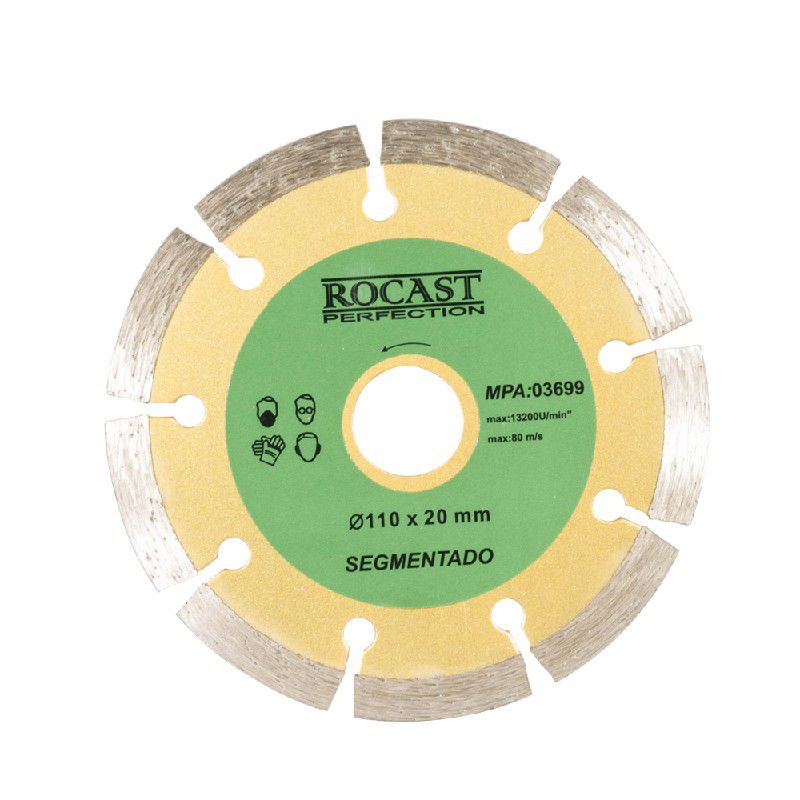 Disco Diamantado Segmentado Corte Seco Uso Geral 110x20mm 34,0002 ROCAST