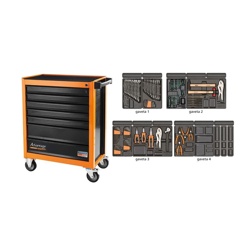 Carro p/ Ferramentas 7 gavetas 115 peças 44950/716 - Tramontina Pro