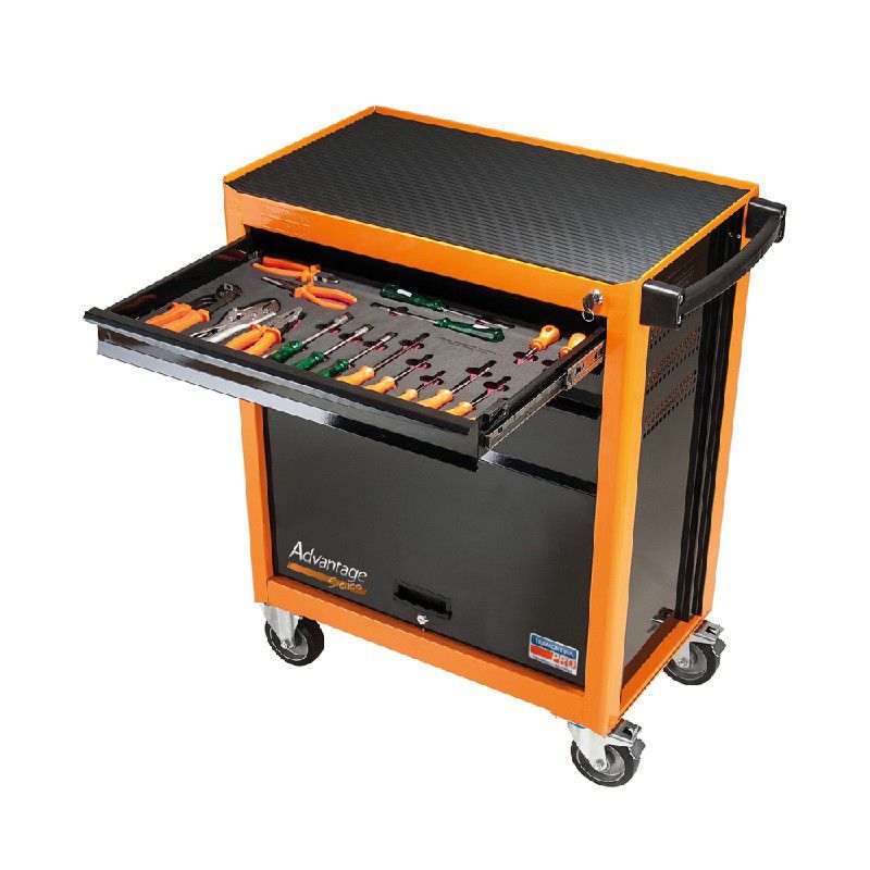 Carro p/ Ferramentas 3 Gavetas e 1 Porta 90 Peças - TRAMONTINA