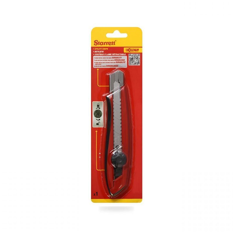 Estilete Série Exact - Lâmina Reta Larga 18mm - Trava Com Parafuso (KUX030-S) - Starrett