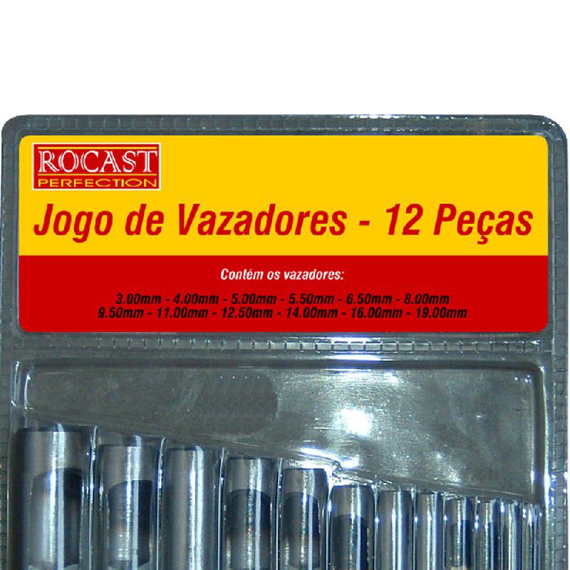 Jogo de Vazadores 12peças - 3 á 19mm (59,0016) - Rocast
