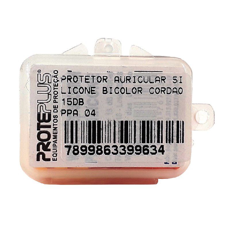 Protetor Auricular Silicone Bicolor Cordão Algodão 15DB PPA 04 PROTEPLUS