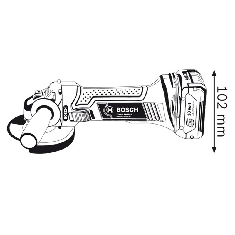 Esmerilhadeira Angular Bateria 4 ½'' GWS 18V-LI, 18V c/ 2 Baterias 4,0Ah,1 Carregador Rápido 220V, em Maleta L-BOXX Bosch