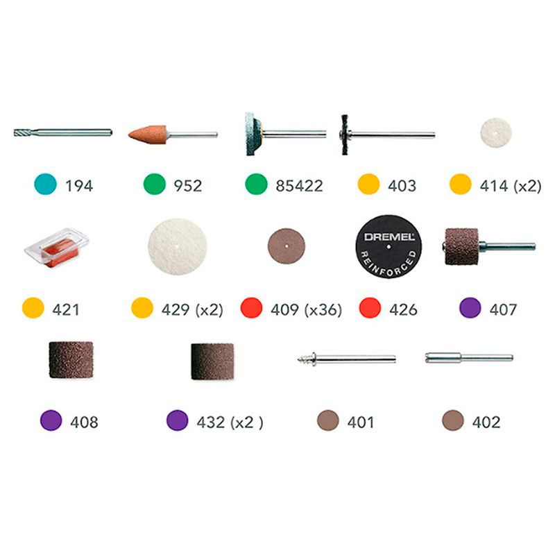 Kit de Uso Geral Para Micro Retífica Com 52 Peças (26150730AA) - Dremel