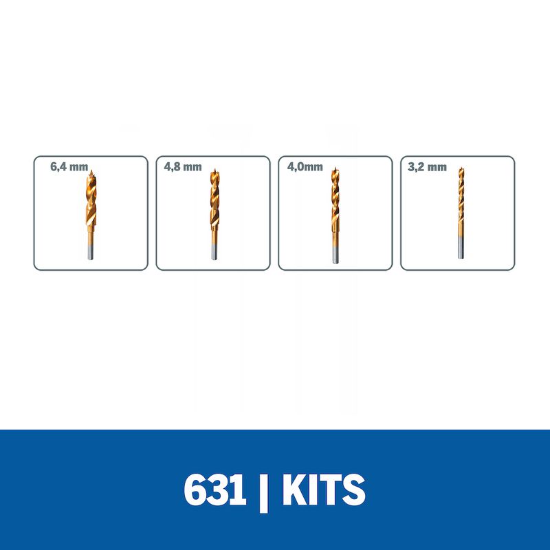 Kit De Brocas Com Ponta De Hélice 4 Peças 631 - Dremel 