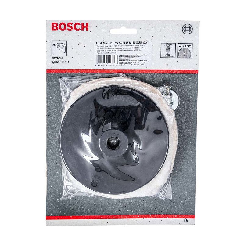 Kit Polido p/Parafus Bosch prato borracha/haste/boné pele