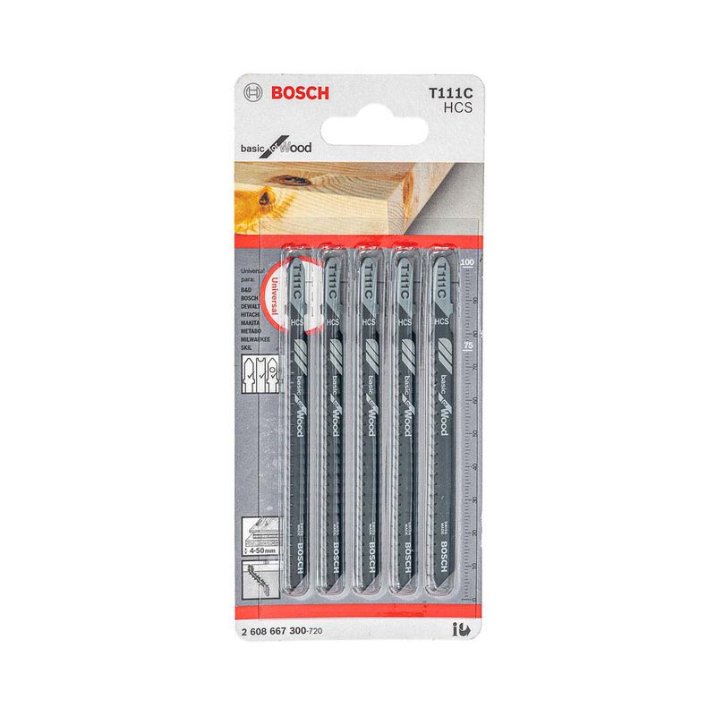 Lâmina serra tico tico Bosch T111C Basic for wood 5pçs