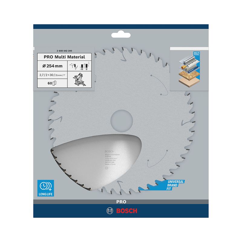 Disco de Serra Circular Pro Multi Material 254mm, 60d (2608642200) - Bosch
