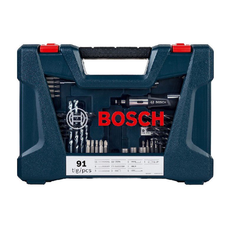 Kit de Pontas e Brocas em Titânio Bosch V-Line 91 Peças
