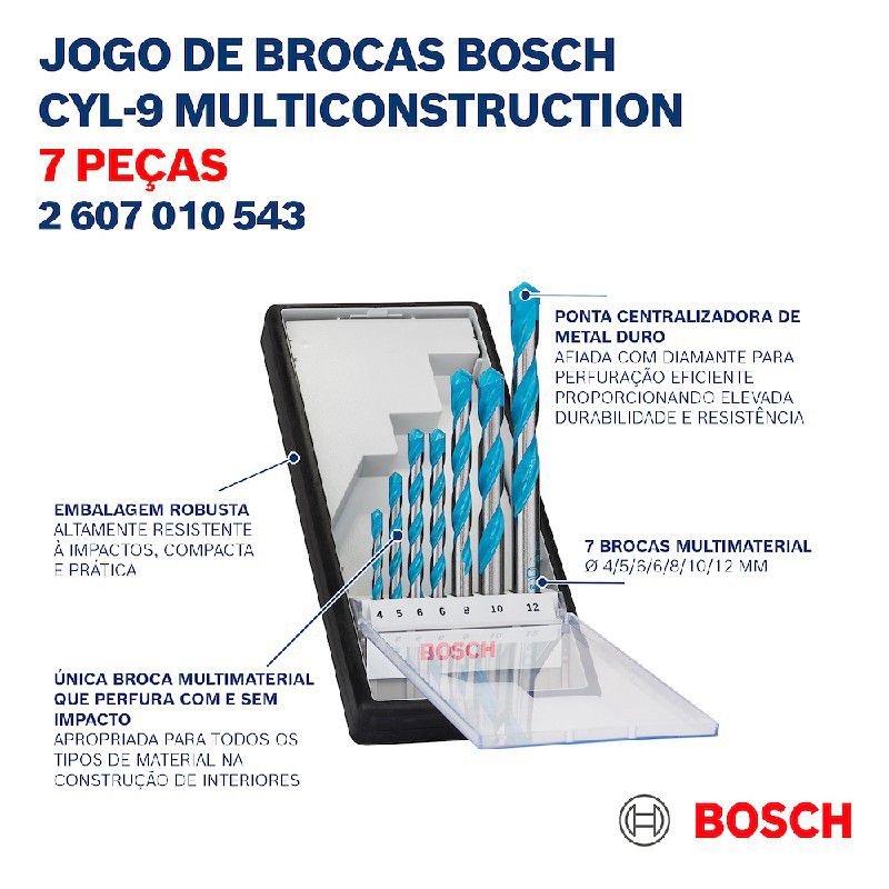 Jogo broca Bosch CYL-9 Multimaterial Ø4-5-6-6-8-10-12mm 7 peças