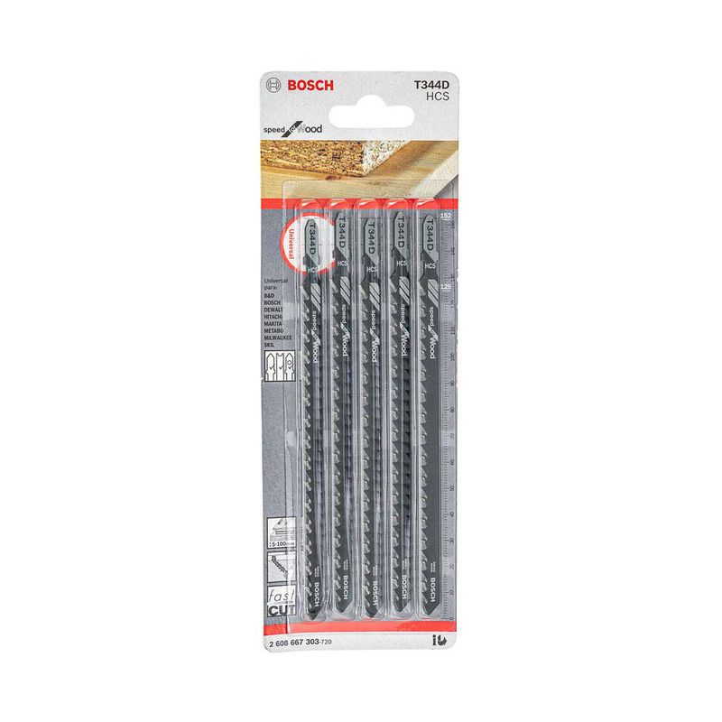 Lâmina serra tico tico Bosch T344D Speed for wood 5pçs