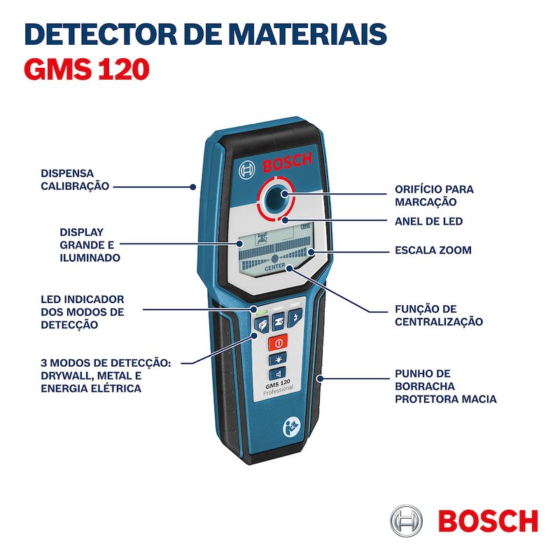 Detector de parede Bosch GMS 120 (120mm)