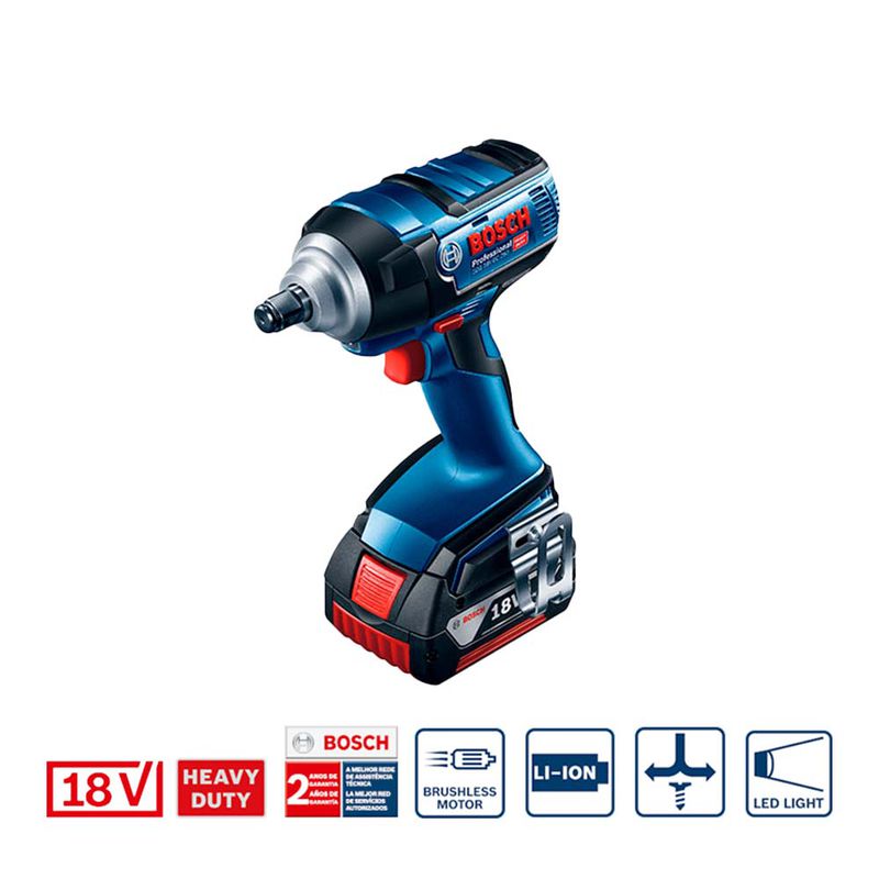 Chave de Impacto a Bateria de ½'' GDS 18 V-EC 250 250Nm 18V, 2 Baterias 4,0Ah, 1 Carregador BIVOLT em Maleta Bosch 