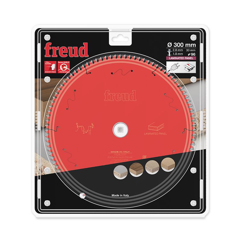 Disco de Serra de Mesa Freud para Painéis bilaminados 300mm 96 dentes com diâmetro do furo 30mm e espessura do corte 2,8mm