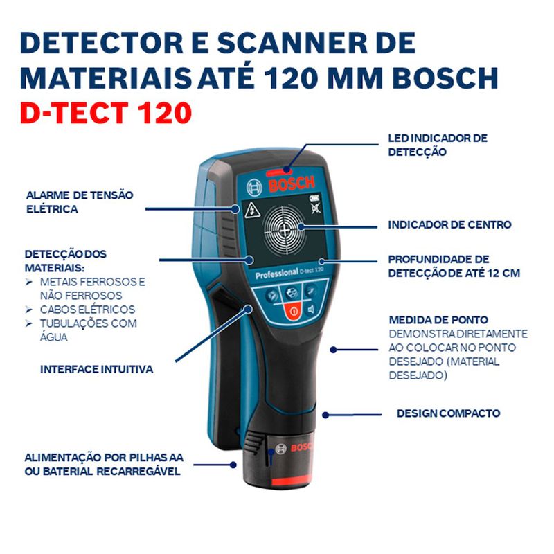Detector e scanner de parede Bosch D-TECT 120
