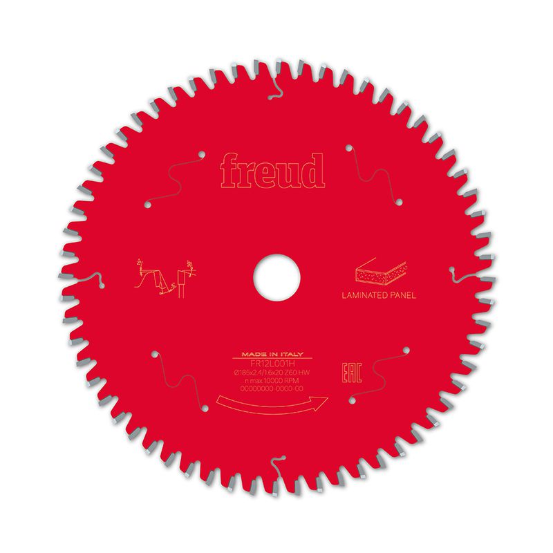 Disco de Serra Circular Freud para Painéis bilaminados 185mm 60 dentes com diâmetro do furo 20mm e espessura do corte 2,4mm