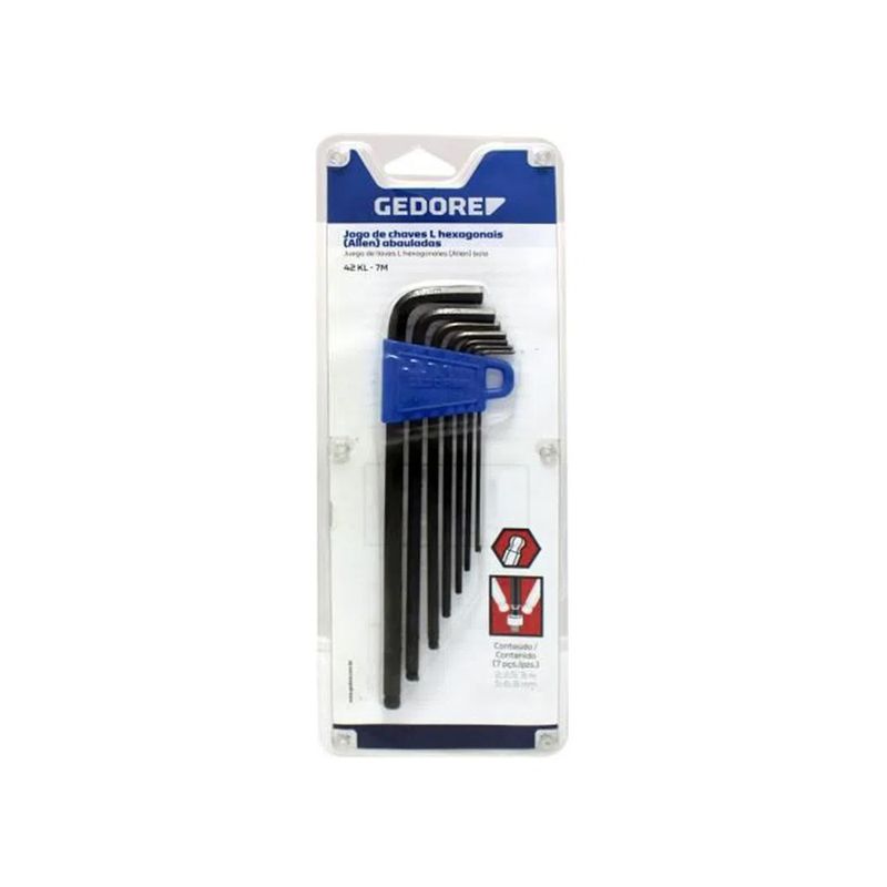 Jogo de Chaves Allen Abauladas Longas 2 à 8mm 7 Peças 012955 - Gedore