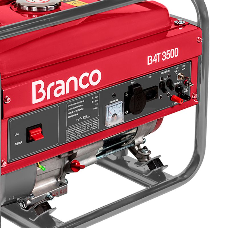 Gerador De Energia À Gasolina B4T-3500 Monofásico 3.5 Kva BRANCO