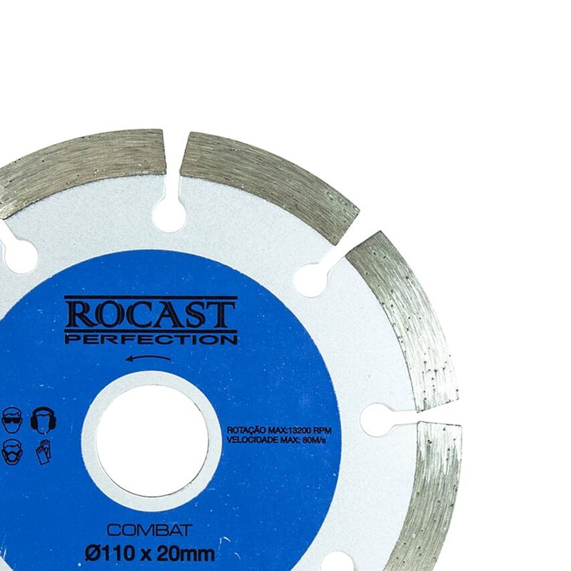 Disco Diamantado Combat Segmentado Uso Geral Corte Seco 110x20mm 34,0012 ROCAST