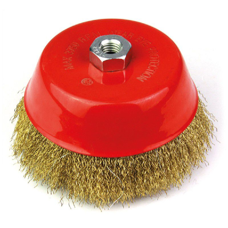 Escova de Aço Latonado Tipo Copo com Rosca 150mm 319,0011 ROCAST