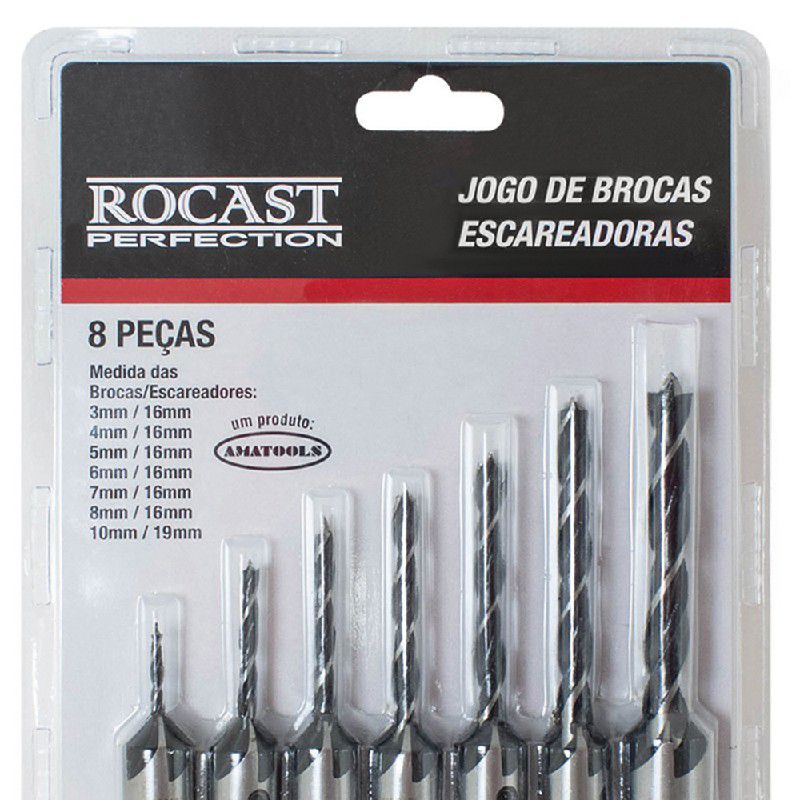 Jogo de Brocas Escareadoras 8 Peças (366,0004) - Rocast