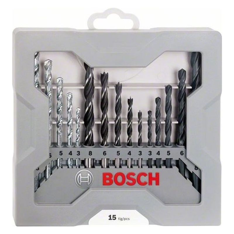 Jogo brocas Concreto, metal e Madeira Bosch 3-8mm 15 peças
