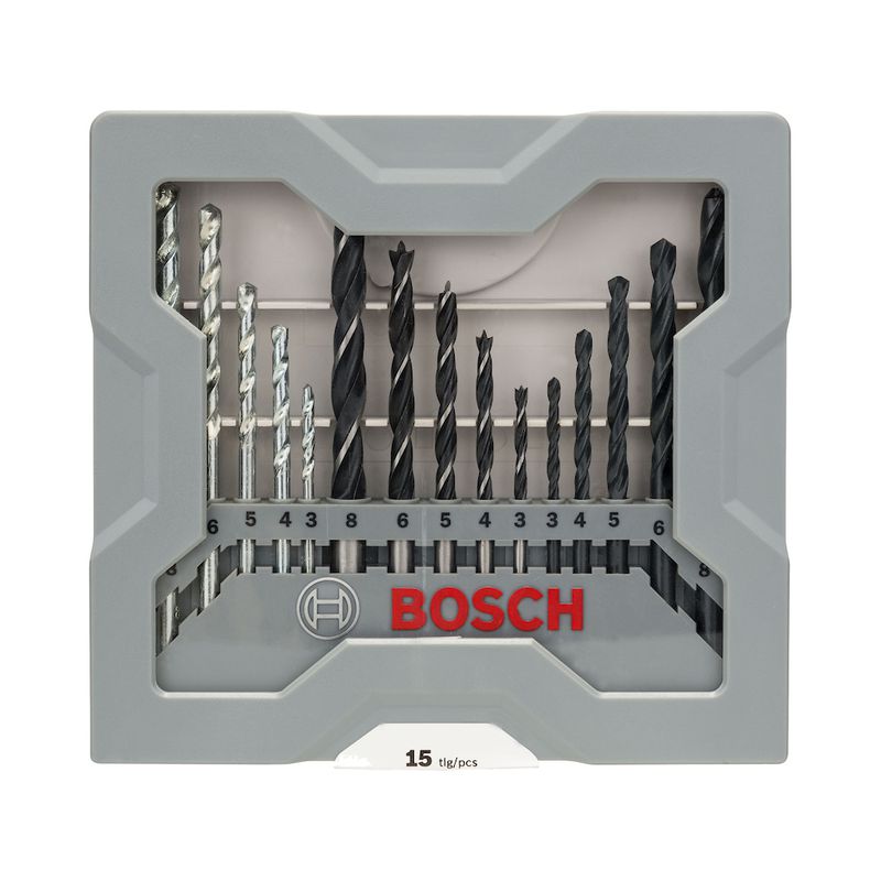 Jogo brocas Concreto, metal e Madeira Bosch 3-8mm 15 peças