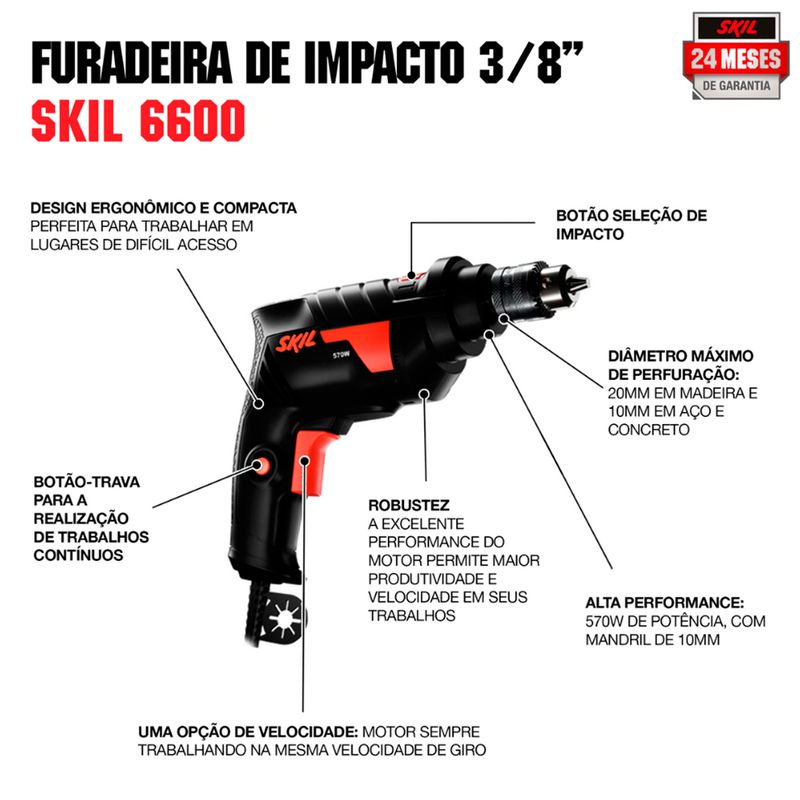 Furadeira de Impacto Skil 6600 570W 127V