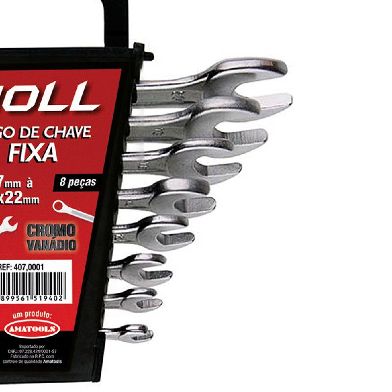 Jogo de Chaves Fixas 8 peças 6 X 7 20 X 22mm 407,0001 NOLL