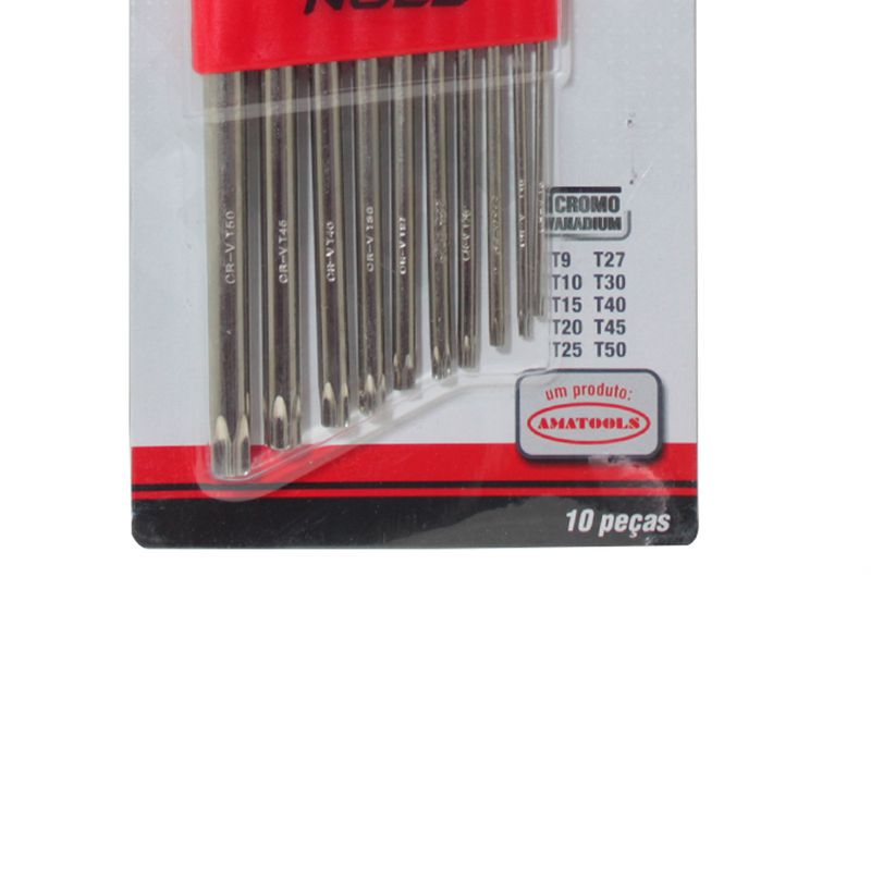 Jogo de Chaves Torx Longas 10 peças T9 a T50 374,0007 NOLL
