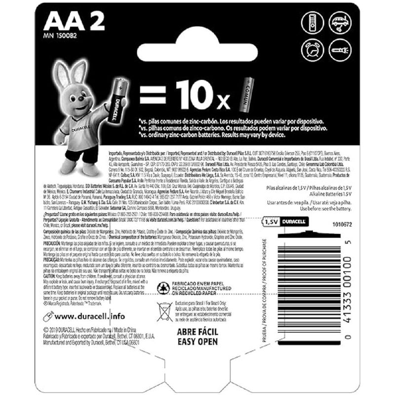 Pilha Alcalina Pequena AA C/2 (96387) Duracell 