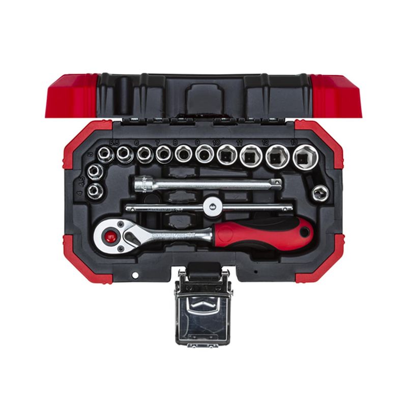 Jogo de Soquetes Sextavados 1/4'' 4 à 13mm 16 Peças 3300050 - Gedore Red