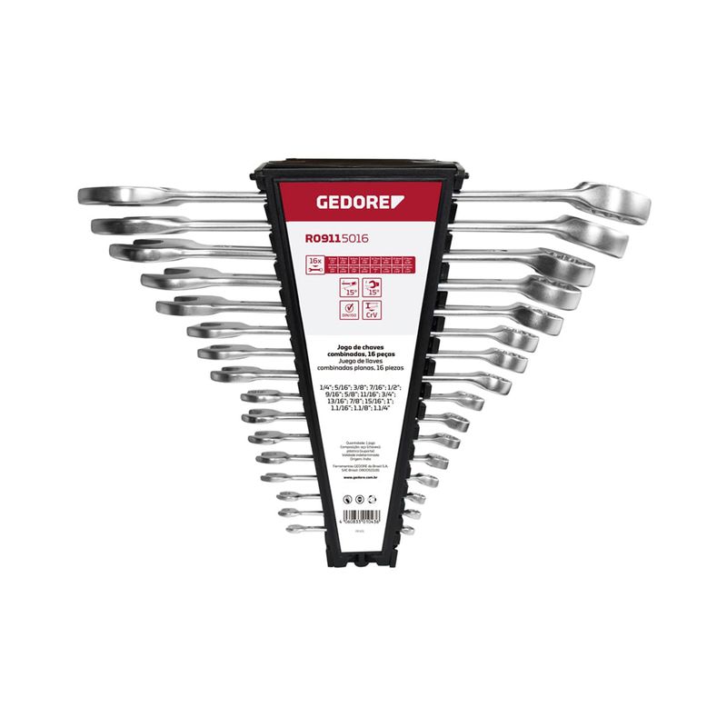 Jogo de Chaves Combinadas 1/4 à 1.1/4'' 16 Peças 3365202 - Gedore Red