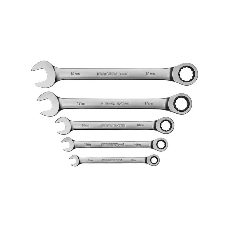 Jogo Chave Combinada com Catraca 8 à 19mm 5 Peças 3300849 - Gedore Red
