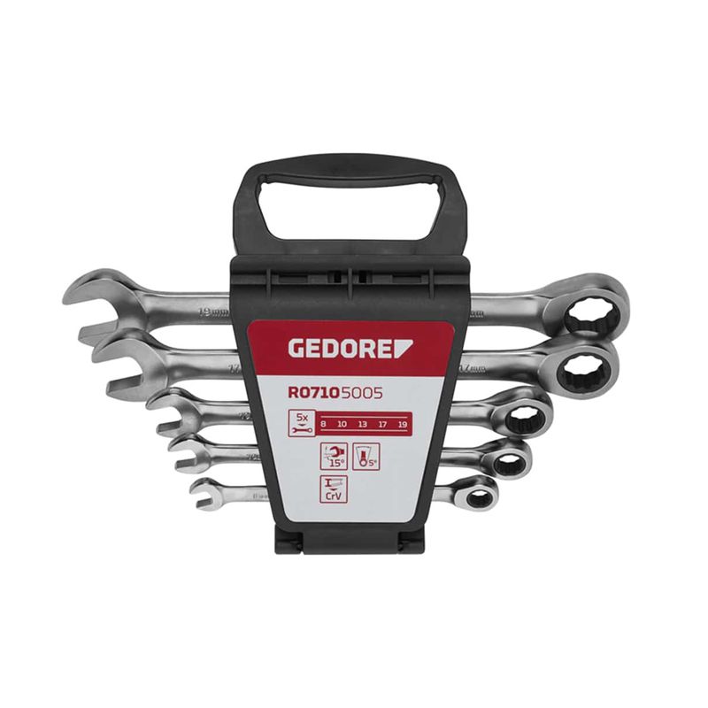 Jogo Chave Combinada com Catraca 8 à 19mm 5 Peças 3300849 - Gedore Red