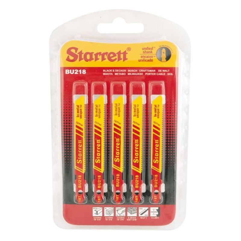 Lâmina de Serra Tico-Tico 50mm - 18 Dentes Com 5 Unidades (BU218) - Starrett