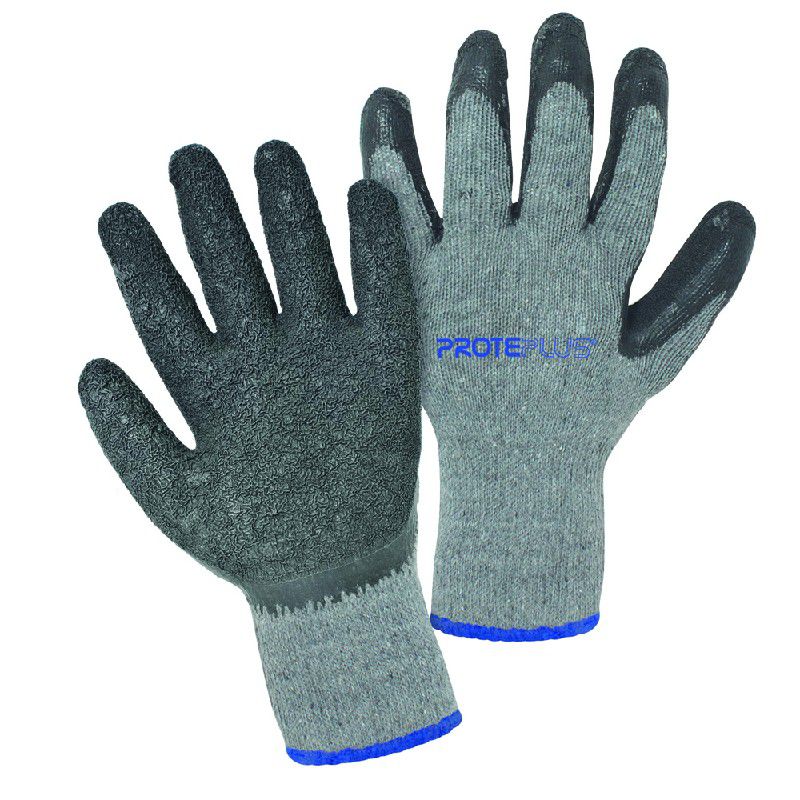 Luva Tricotada Algodão Banho Látex Corrugado PPM 03 PROTEPLUS Tamanho 10